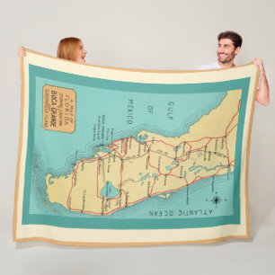 Vintag Boca Grande Florida Karte Fleecedecke