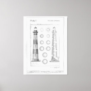 Vintag Bodie Island Leuchtturmdiagramm Leinwanddruck