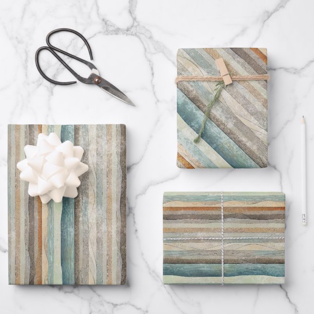 Vintag Boho Beach Vibes Gemustert Geschenkpapier Set (Vorderseite)