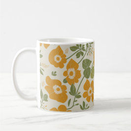 Vintag Boho Blume Orangefarbenes Blumenmuster Kaffeetasse