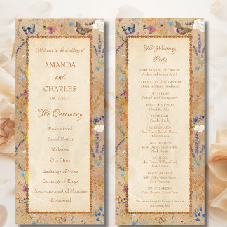 Vintag Boho Butterfly Garden Wedding Program Programm
