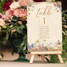 Vintag Boho Butterfly Garden Wedding Tischnummer
