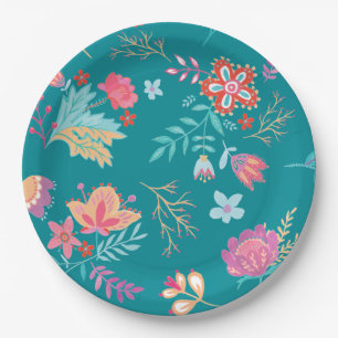 Vintag Boho Chic Floral Geburtstagspapier Platte Pappteller
