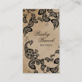 Vintag Boho Chic Paisley Elegante Flora Peacock Visitenkarte