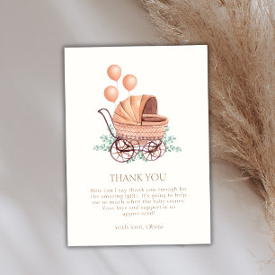 Vintag Boho Greenery Stroller Balloon Baby Shower Dankeskarte