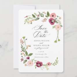 Vintag Boho Pink Floral Wedding Einladung
