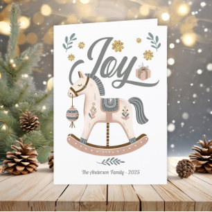Vintag Boho Rocking Horse Earth Tones Joy Feiertagskarte
