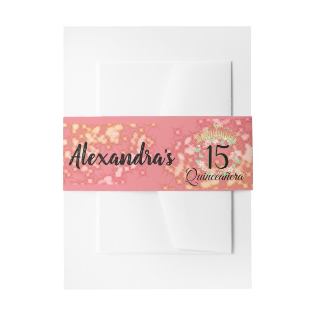 Vintag Boho Rose Gold Rustikale Quinceñera Spanisc Einladungsbanderole (Vorderseite Beispiel)