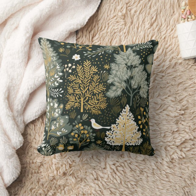 Vintag Boho White Green Gold Weihnachtsbaumen Kissen (Decke)