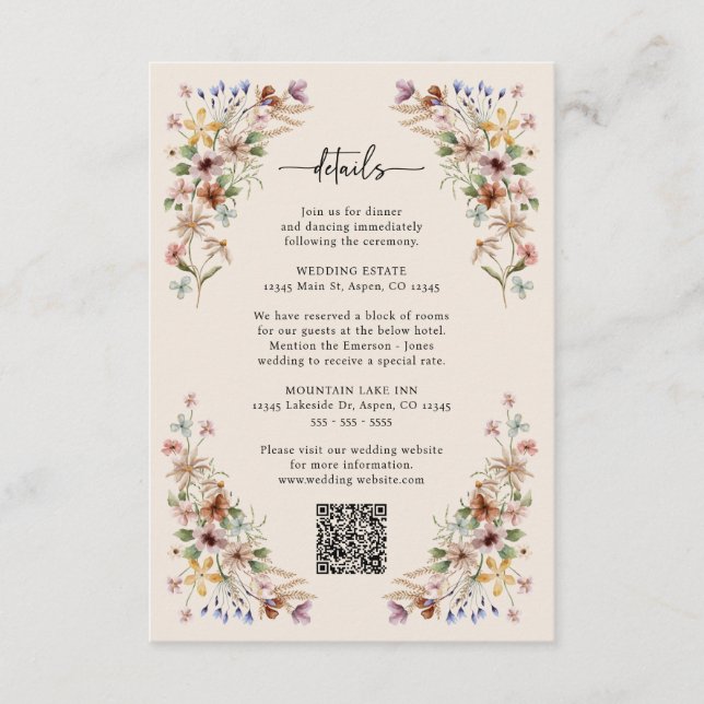 Vintag Boho Wildblume Begleitkarte (Vorderseite)