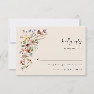Vintag Boho Wildblume RSVP Karte