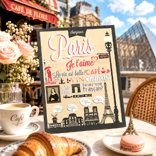 Vintag Bonjour Paris Postkarte