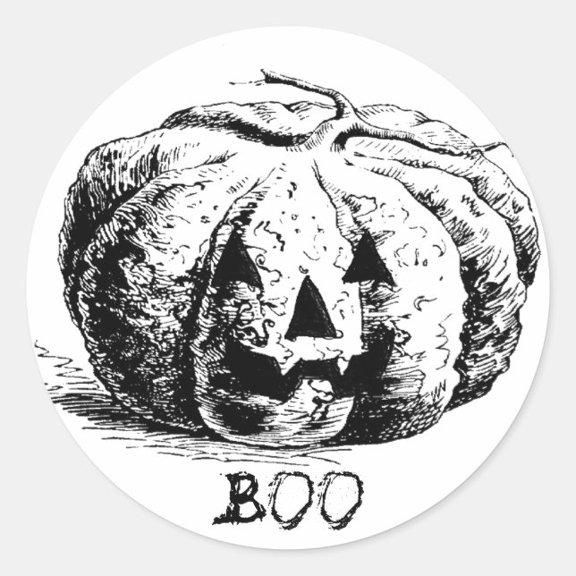 Vintag Boo Jack O' Lantern Pumpkin Runder Aufkleber (Vorderseite)
