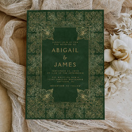 Vintag Book Green Gold Wedding Einladung