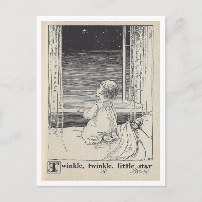 Vintag Book Illustration Twinkle Star Postkarte (Vorderseite)