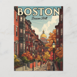 Vintag Boston Beacon Hill Travel Postkarte