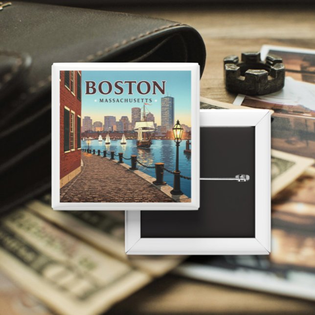 Vintag Boston Massachusetts Button (Von Creator hochgeladen)