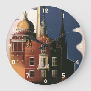 Vintag Boston, Massachusetts Paul Reveres Reise Große Wanduhr