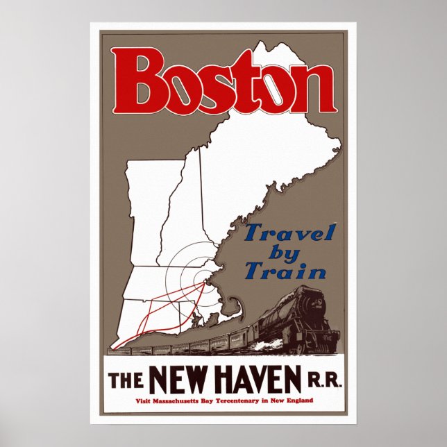 Vintag Boston New England Reisen Poster (Vorne)