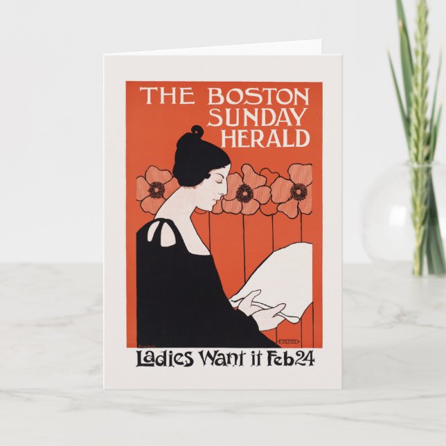 Vintag Boston Sunday Herald Karte (Vorderseite)