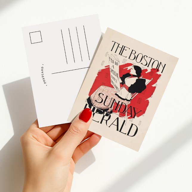 Vintag Boston Sunday Herald Women's Edition Postkarte (Von Creator hochgeladen)