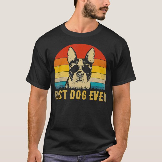 Vintag Boston Terrier Sunglasses Bostie Lover  T-Shirt (Vorderseite)