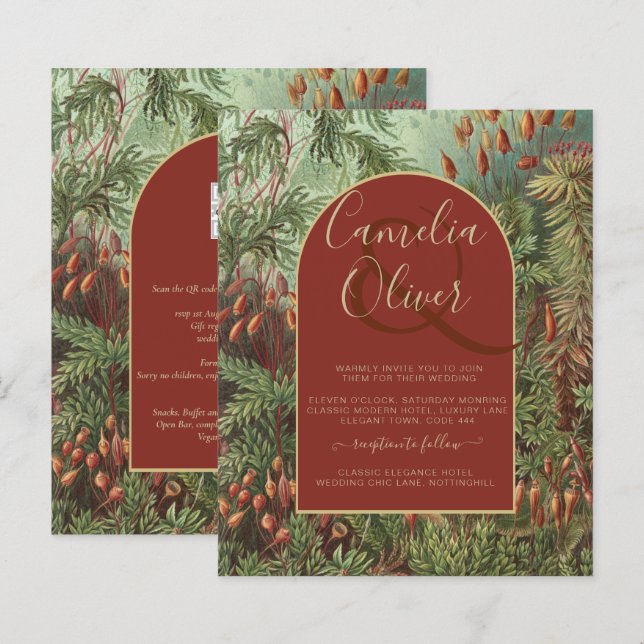 Vintag Botanische Terracotta Florals Arch WEDD (Vorne/Hinten)