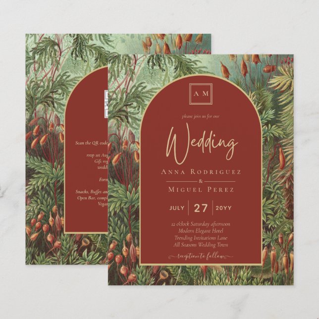 Vintag Botanische Terracotta Florals Arch WEDD (Vorne/Hinten)