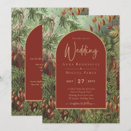 Vintag Botanische Terracotta Florals Arch WEDD Einladung