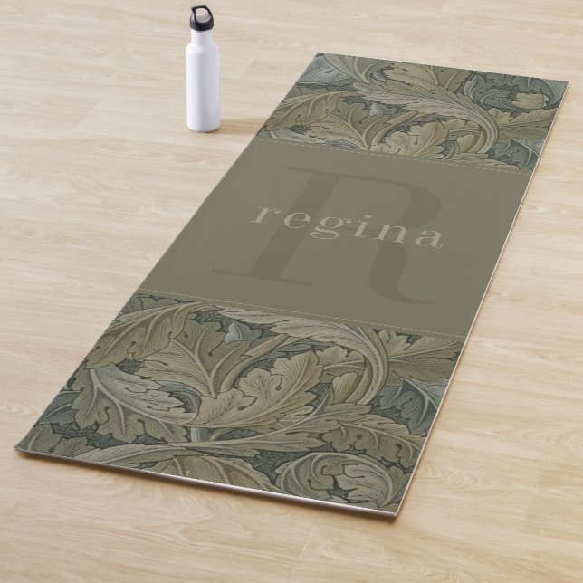 Vintag-Botanisches Grünes William-Morris-Monogramm Yogamatte (Beispiel)