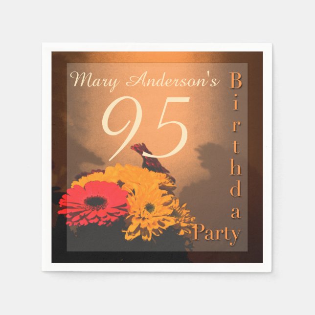 Vintag Bouquet 95. Geburtstagspapier Napkin Serviette (Vorderseite)