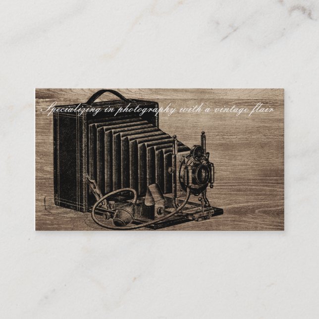 Vintag Box Camera Fotograf Business Card Visitenkarte (Vorderseite)
