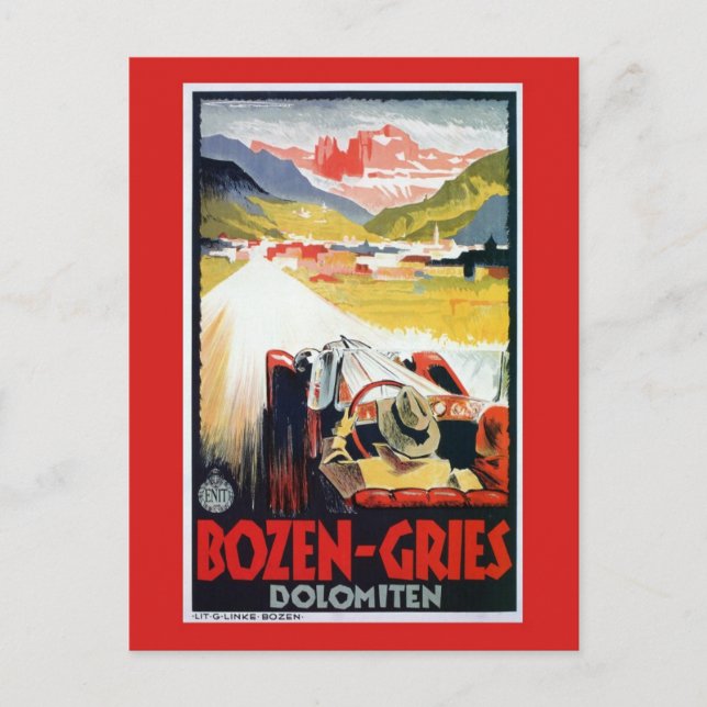 Vintag Bozen Gries - Italienisches Verkehrsmittel Postkarte (Vorderseite)