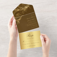 Vintag-Braun-Gold-Damaskus-Kalligrafie-Hochzeit