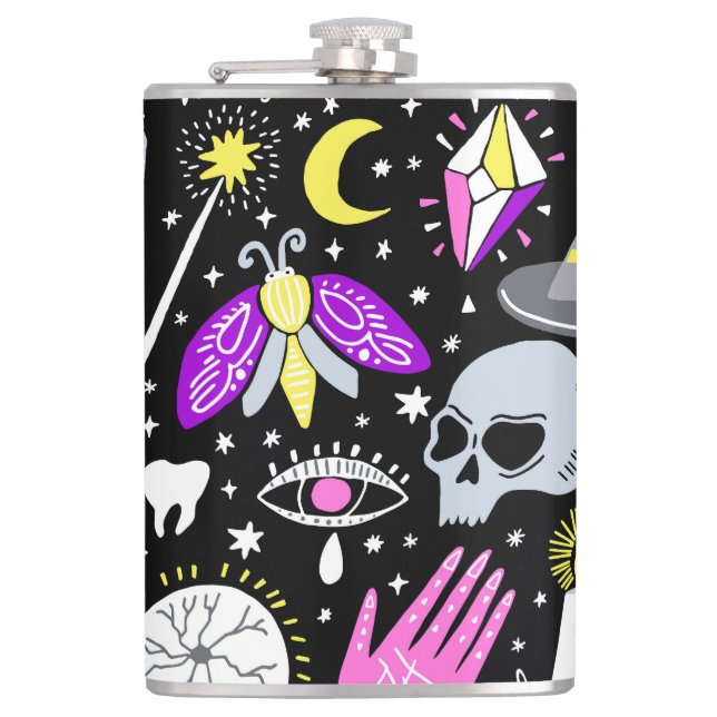 Vintag-braun-orange Tartan kariert. Flachmann (Vorderseite)