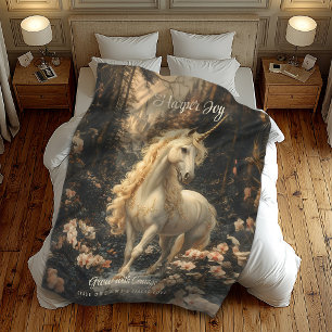 Vintag-Braun-Rosa-Einhorn-Kinderzimmer Fleecedecke