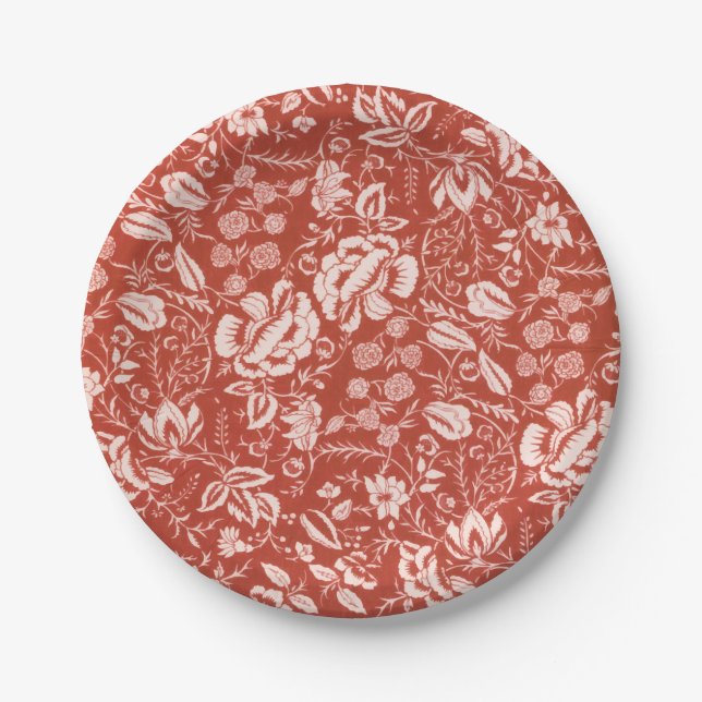 Vintag-Braun-Rustikaler Blumengarten Pappteller (Vorderseite)