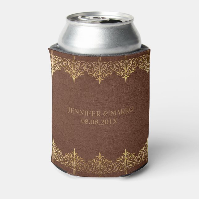 Vintag-brauner Lederrahmen Dosenkühler (Kanne Rückseite)