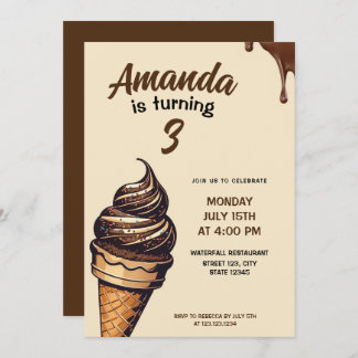 Vintag-Brauner Schokolade Eiscreme Einladung