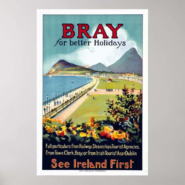 Vintag Bray Ireland Travel Poster (Vorne)