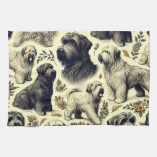 Vintag Briard Hund Nahtlos Geschirrtuch