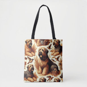 Vintag Briard Hund Nahtlos Tasche