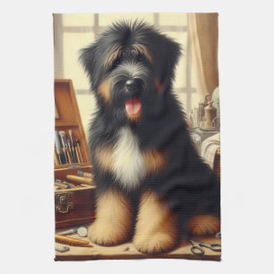 Vintag Briard Hunde Malerei Geschirrtuch