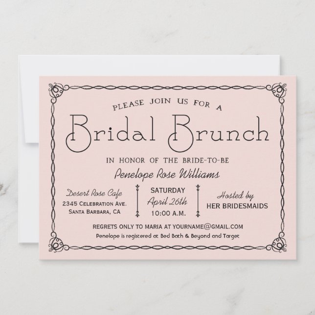 Vintag Bridal Brunch Bridal Dusche Einladungen (Vorderseite)
