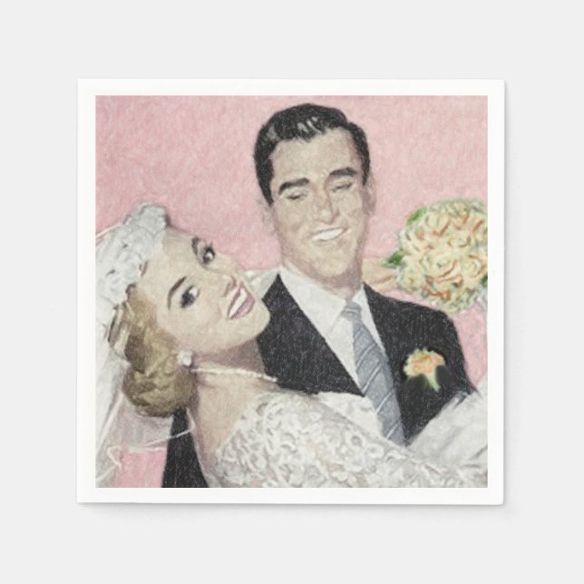 Vintag Bridal Couple Serviette (Vorderseite)