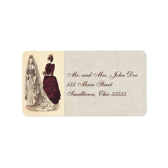Vintag Bridal Wedding Women Adressaufkleber (Vorne)