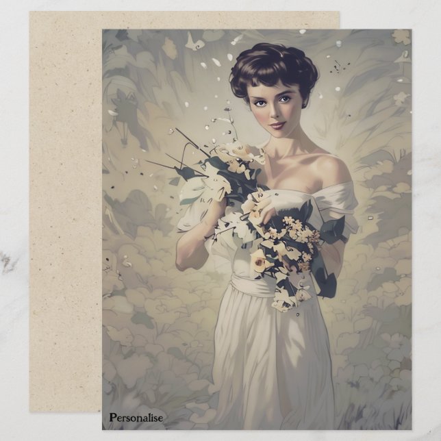 Vintag Bride Floral Personal 1920s ScrapbookPaper (Vorne/Hinten)