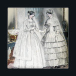 Vintag Bride Wedding Dress Magnet<br><div class="desc">Vintage Brautbräute mit Hochzeitskleider aus dem Jahr 1850 - dieses Design zeigt Vintage Brautbräute, die ihre Kleider tragen. Personalisieren Sie unsere Hochzeitseinladungen und Hochzeitsgeschenke, um die Details zu ändern. Klicken Sie auf den Button "Anpassen", um Ihre eigenen Fotos und noch mehr Hochzeitstext hinzuzufügen.</div>