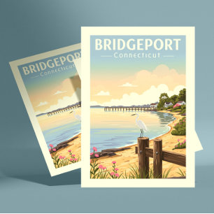 Vintag Bridgeport Connecticut Postkarte