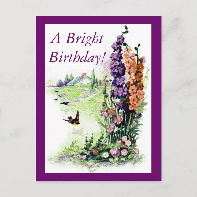 Vintag Bright Birthday Postkarte (Vorderseite)